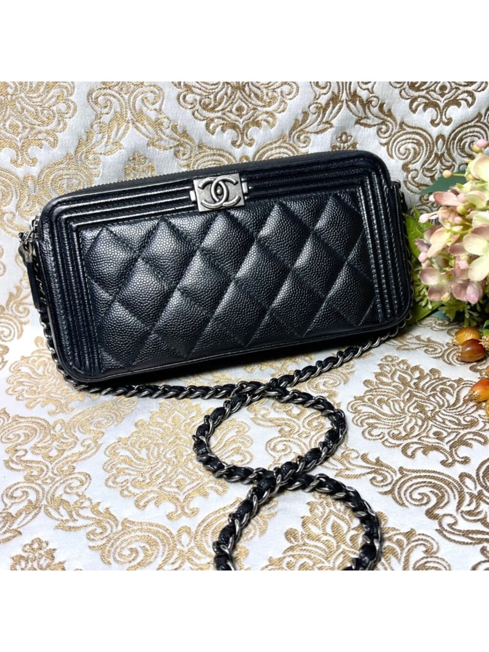 Chanel Chain Wallet Caviar Leather Shoulder Bag